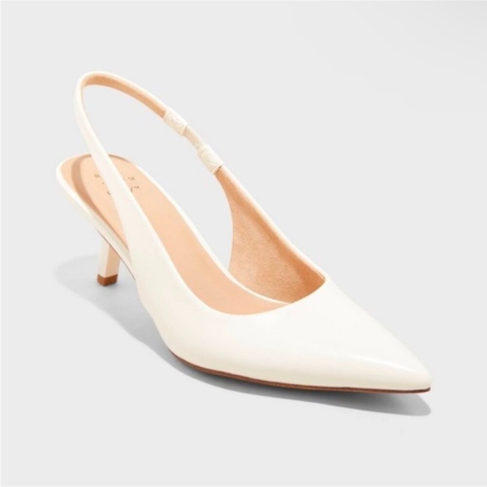 Women's Aubrey Slingback Heels - A New Day™ Cream new size 6.5